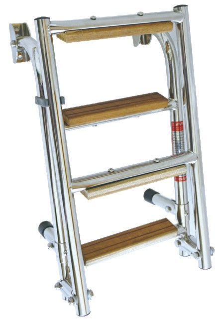 KROM MERDİVEN AHŞAP BASAMAKLI 2+2 KATLANIR