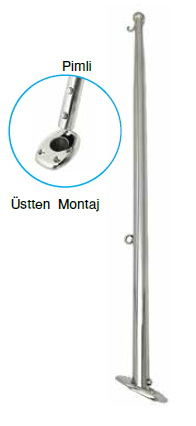 BAYRAK DİREĞİ KROM PİMLİ 60 CM ÜSTTEN MONTAJ