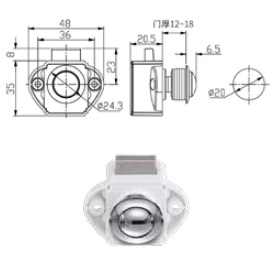 DOLAP KULBU BASMALI KÜÇÜK ÇAP:20 MM